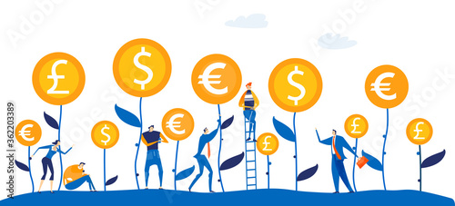 Business people growing money, making a good investments and positive financial progress