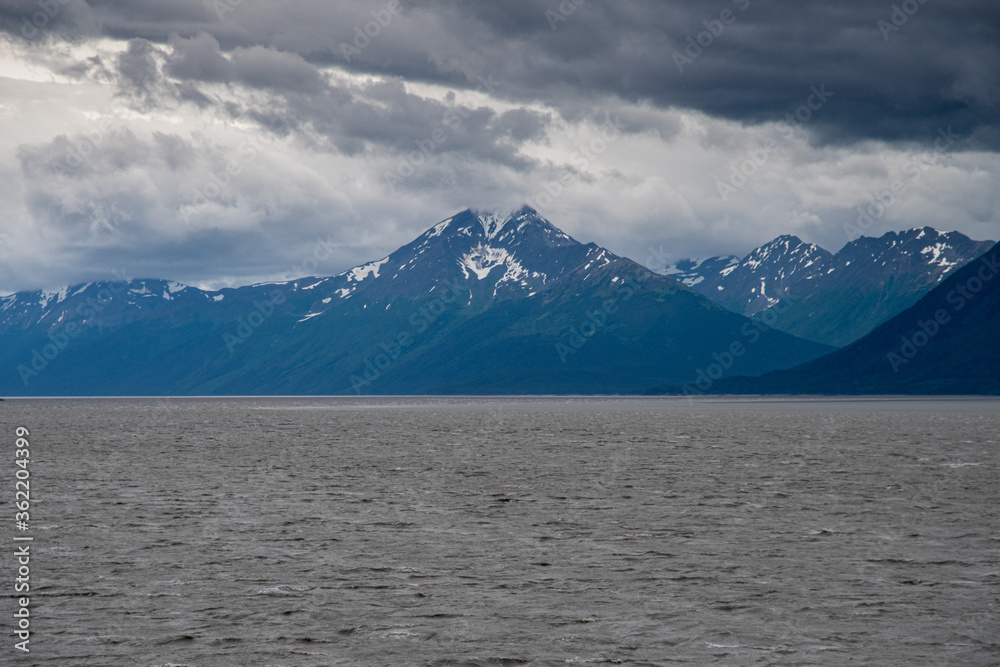 The Turnagain Arm near Anchorage, Alaska on a stormy day