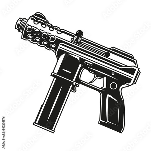 Machine pistol vintage monochrome template