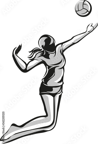 Female Volleyball player, vector illustration.