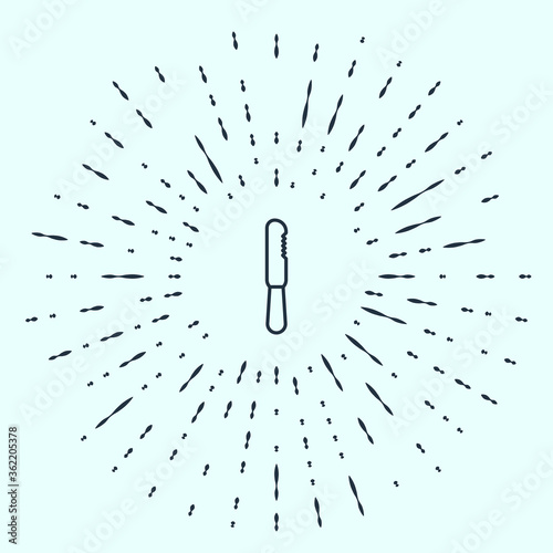 Black line Disposable plastic knife icon isolated on grey background. Abstract circle random dots. Vector Illustration.