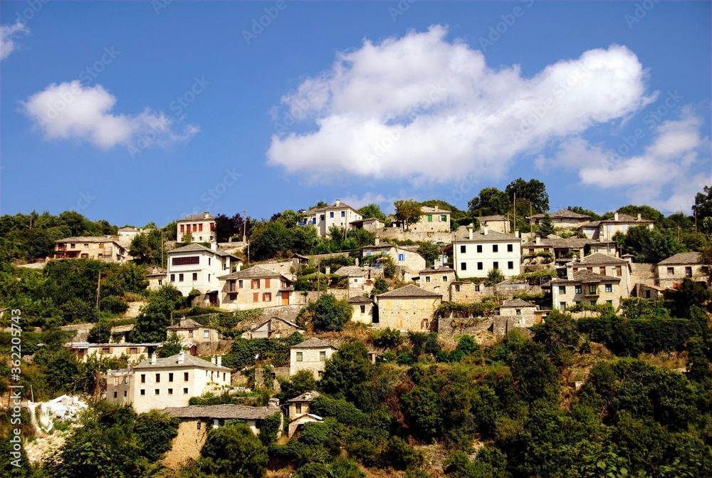 Panoramic view of Vitsa village,  one of Zagoria villages in north-western Greece.