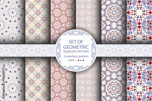 Set of Arabic seamless pattern with abstract geometrical elements.Vector Asian Geometric Pattern. Muslim, indian.