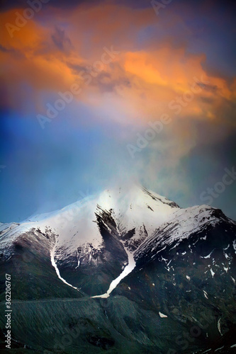 Beautiful scenic view of the Himalayan range at batal, spiti, Himachal Pradesh, India. photo