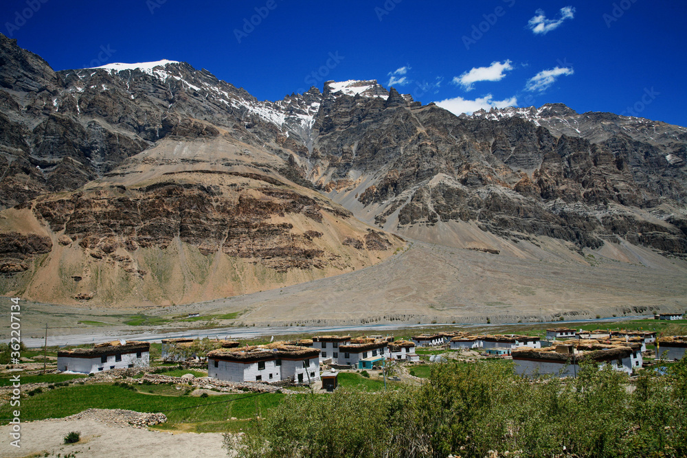 Beautiful scenic view of the Himalayan Town at spiti valley, Himachal Pradesh Beautiful scenic view of the Himalayan Town at spiti valley, Himachal Pradesh