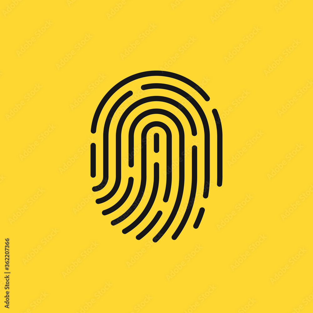 black thin line fingerprint simple icon