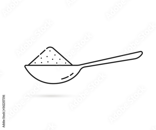 thin line teaspoon icon with shadow