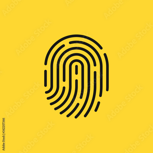 black thin line fingerprint simple icon