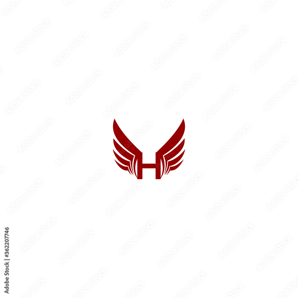 logo combination from letter H with angel wings logo design concept