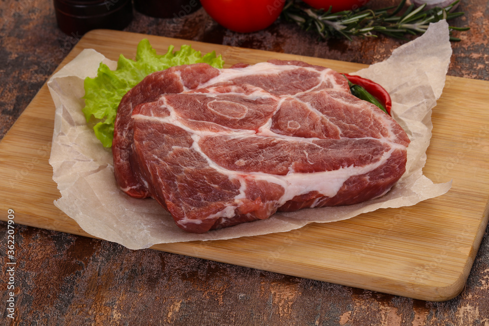 Raw pork neck steak Raw pork neck steak