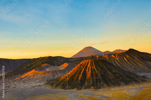 Sunrise photo taken from Mt Bromo, East Java, Indonesia, near Wonokitri