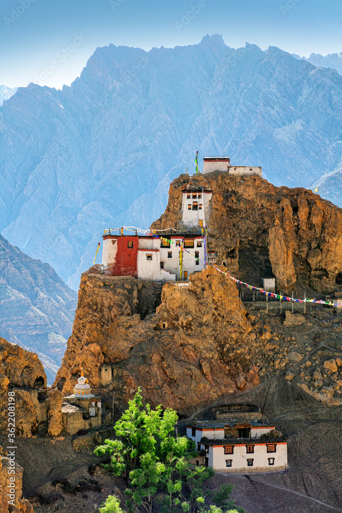 Tibetan Buddhist monastery Dhankar Gompa located at the Spiti Valley, Himachal Pradesh, India.