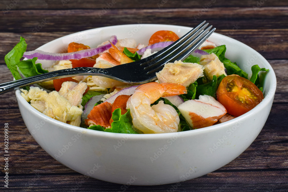 salad with tuns=a shrimp and crab meat salad with tuns=a shrimp and crab meat