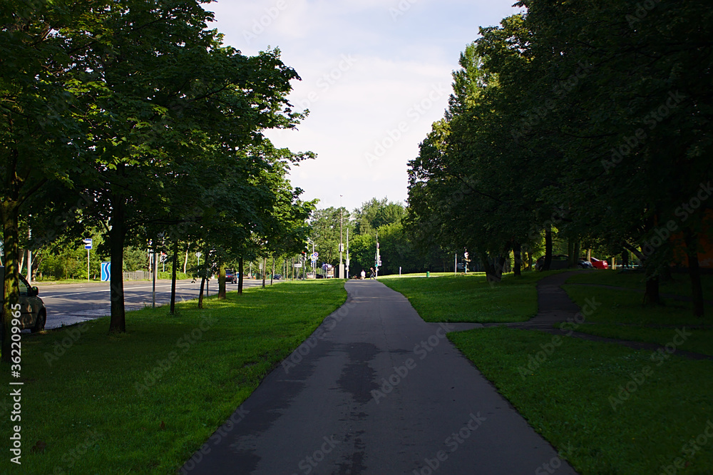 an empty street on the outskirts of the city