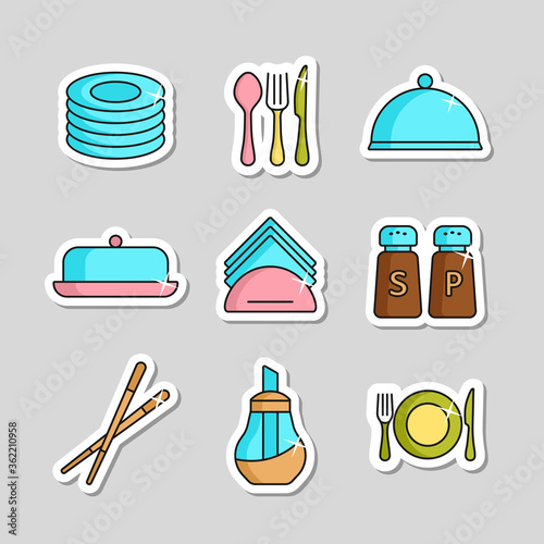 Restaurant vector icon set. Serving food sign