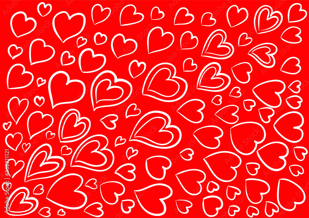 Wallpaper with white hearts on a red background Wallpaper with white hearts on a red background