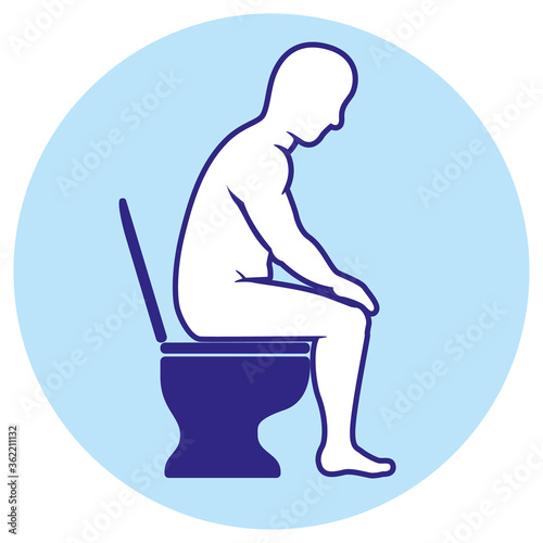 Person with diarrhea or bellyache, using the toilet. Ideal for informative and institutional related to symptom