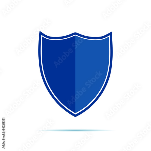 blue shield on a white background icon. eps10