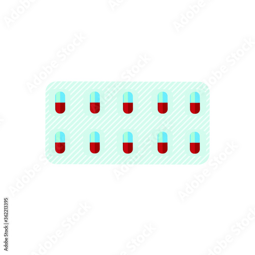 Pill Blister. Graphic illustrations of medicine pills. Pharmaceutical blister packs with capsules. isolated on white background. eps 10