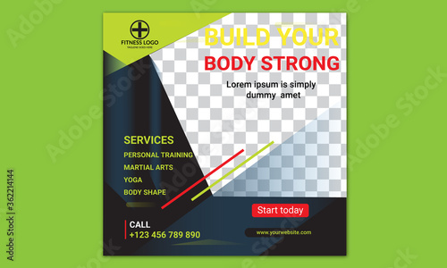 Instagram body building instagram banner design templatee