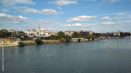 View of Seville historic center from the Bridge of Isabella II