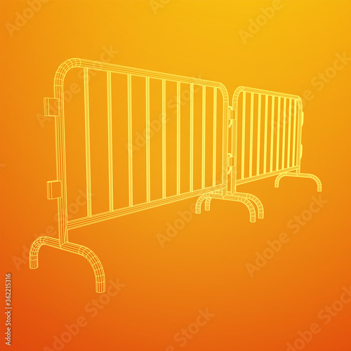 Police riot fence. Wireframe low poly mesh vector illustration.