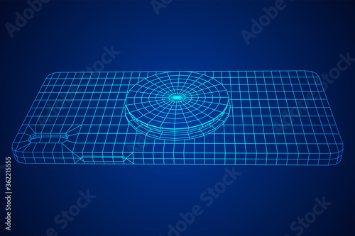 Smartphone Cellphone Pop Socket Holder. Wireframe low poly mesh vector illustration.