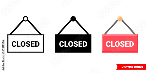 Close sign icon of 3 types. Isolated vector sign symbol.