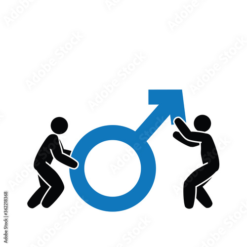 male  sexual function improvement , two man holding Mars symbol