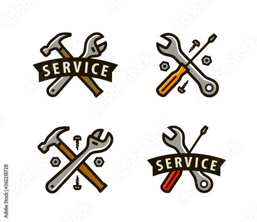 Service logo or icon. Tools, repair vector illustration