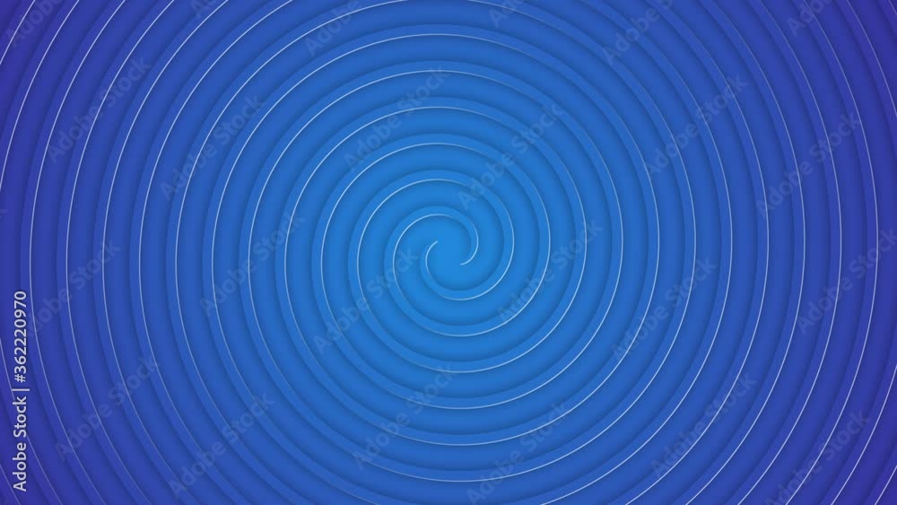 Background with twisting spiral circles effect. Hypnosis visualisation conept - endless spiral. Blue rings 3D animation.