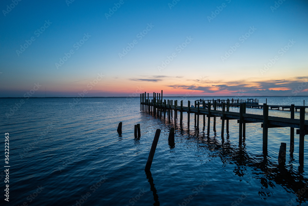 Sunset over a Fishing Pier