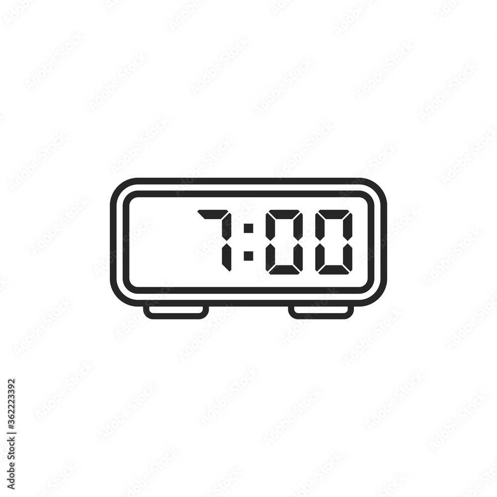Digital alarm clock icon. Vector. Line style. Digital alarm clock icon. Vector. Line style.