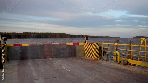 Cable ferry at lake Saimaa, Finland captured on spring evening with full frame camera