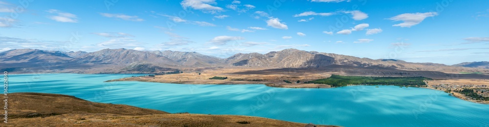A view of Lake Tekapo in New Zealand.