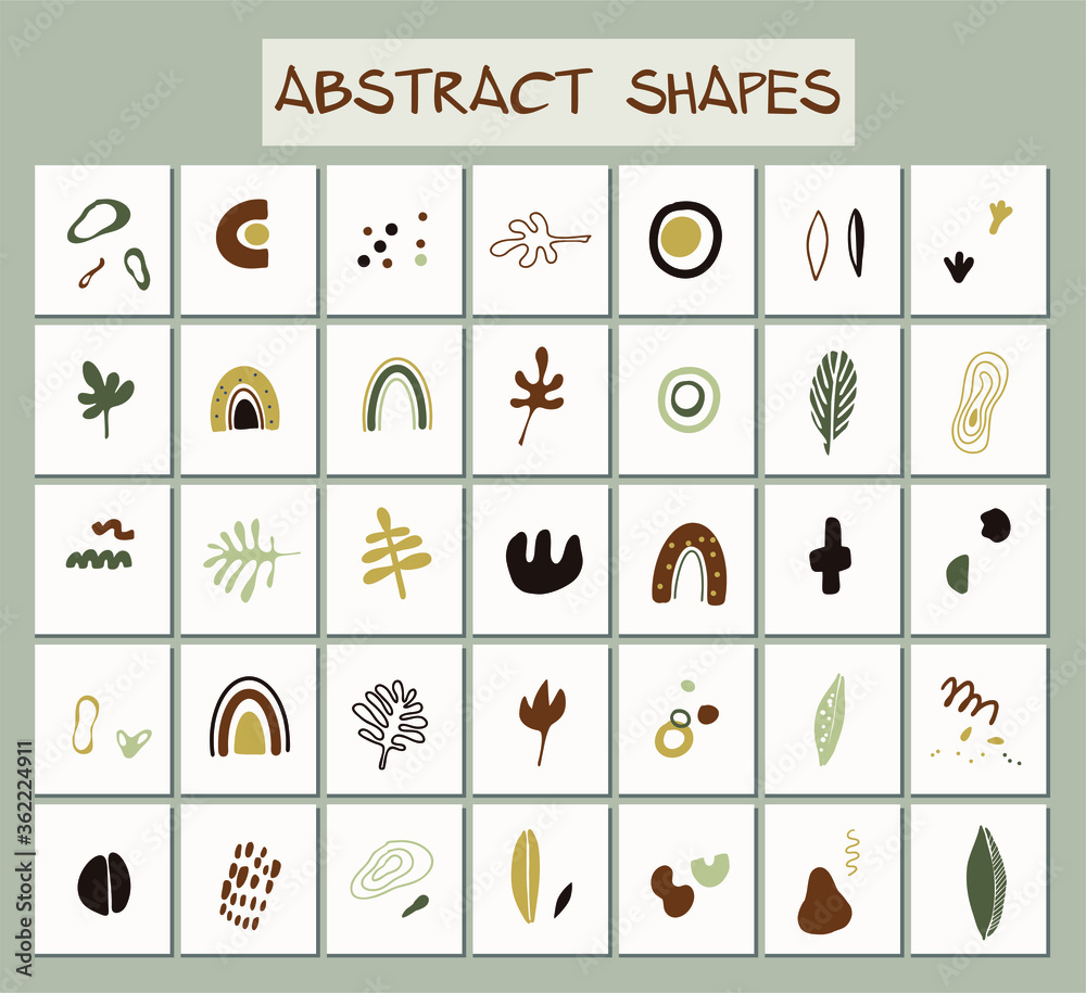 Vector set of abstract, digital elements and shapes isolated. Creator of abstract scenes.