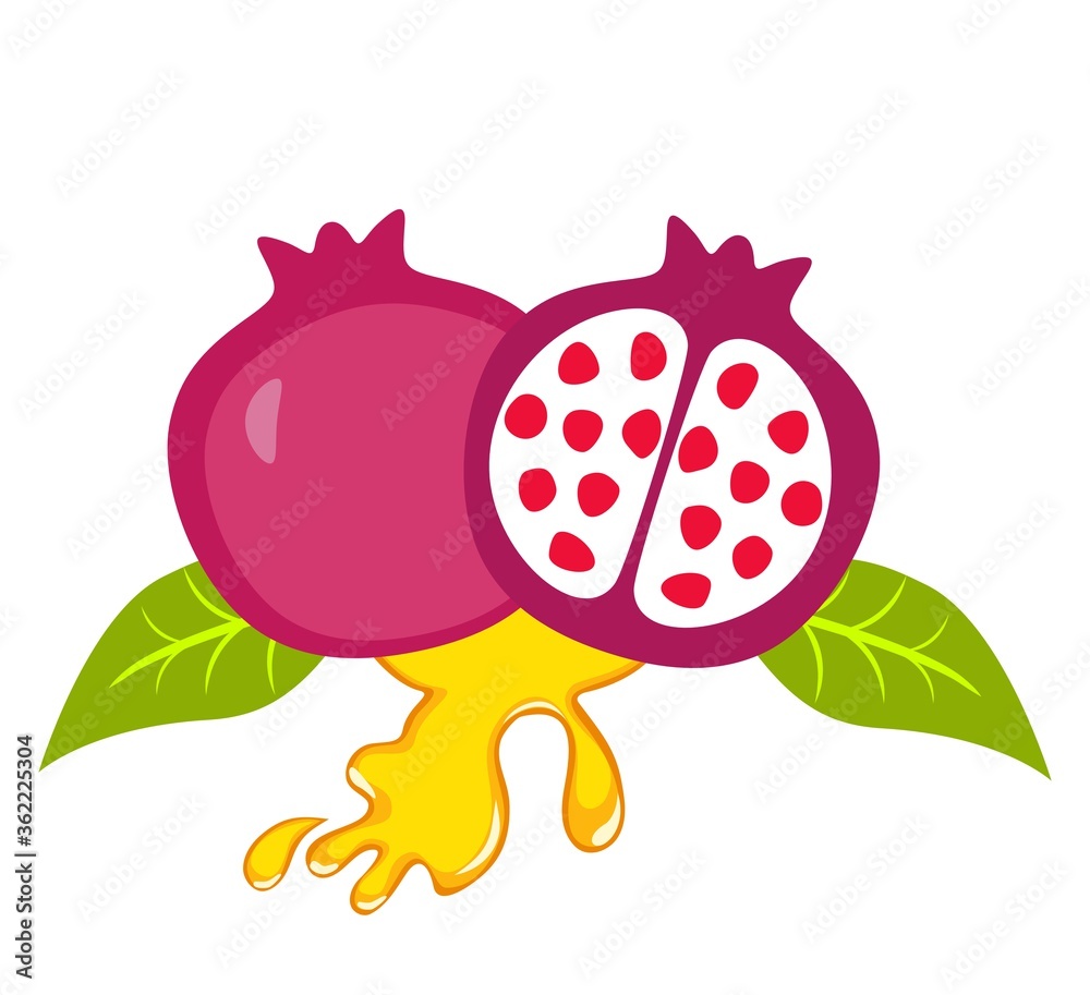 Fototapeta premium Pomegranate and honey isolated on white background. Hebrew Rosh hashanah theme