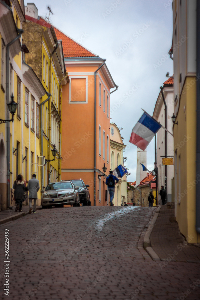 The streets of the old city of Tallinn without people, Estonia, Europe