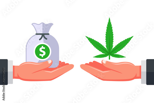 selling marijuana to customers. drug addiction. illegal business of a dealer dealer. flat vector illustration.