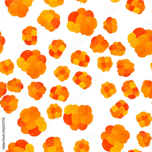 Fresh cloudberry background. Whole forest berries seamless pattern.
