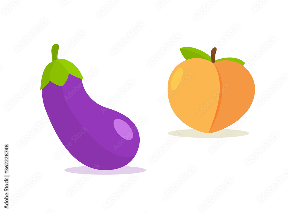 Eggplant and peach emoji Stock Vector