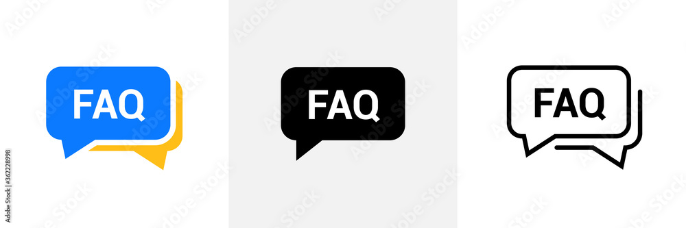 Faq help flat design icon. Query frequently question speech vector information symbol - obrazy, fototapety, plakaty 