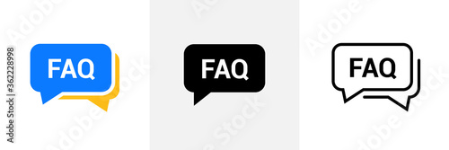 Faq help flat design icon. Query frequently question speech vector information symbol