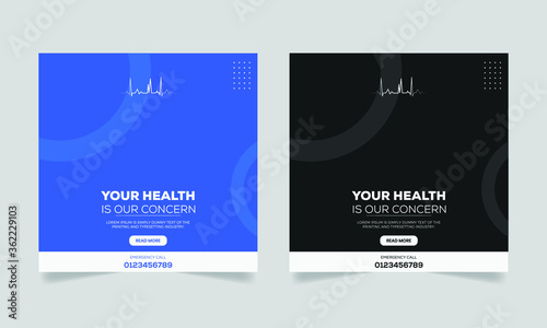 Medical health banner about coronavirus, social media post banner 