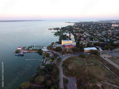 Aerial view  to sea estuaries  drone image  near Odessa. Black Sea