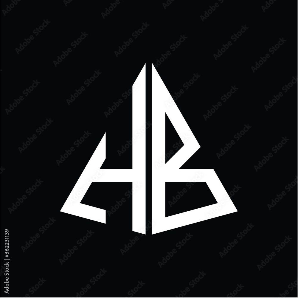 H B white triangle initials with a black background H B white triangle initials with a black background