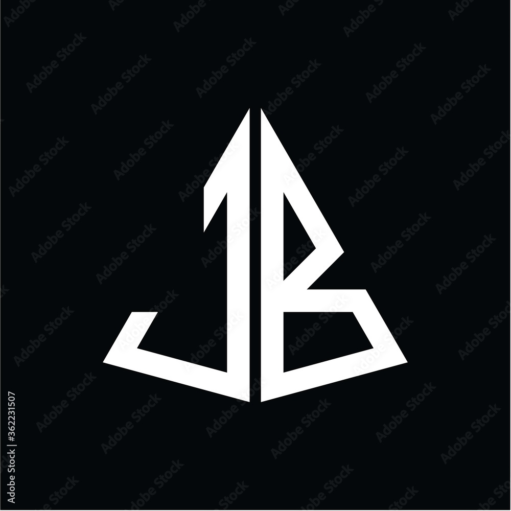 J B white triangle initials with a black background J B white triangle initials with a black background
