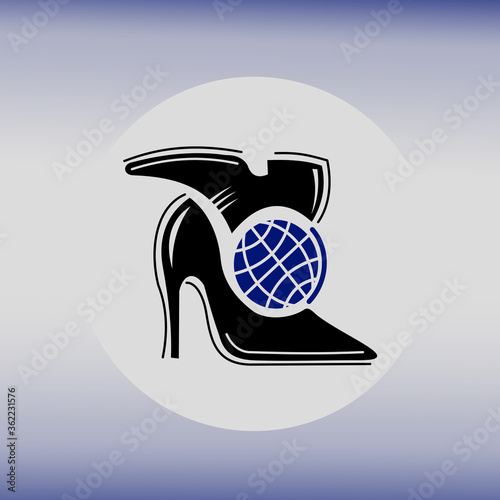 shoes are walking on the planet. Logo for shoe manufacturers