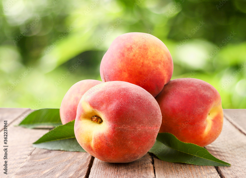 Pile of ripe peaches on nature background Pile of ripe peaches on nature background