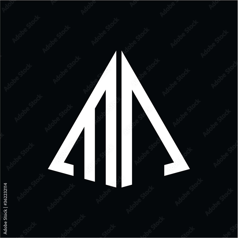 M N white triangle initials with a black background M N white triangle initials with a black background